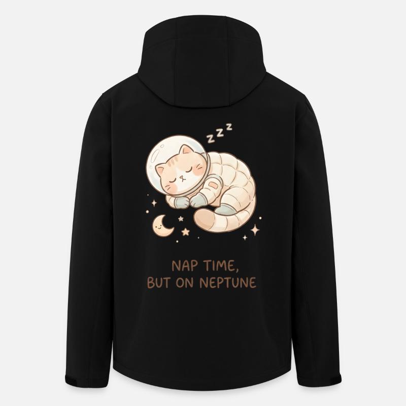 Nap Neptune | Chat de l’espace mignon - Veste softshell homme en polyester recyclé Stanley/Stella - noir
