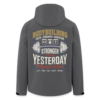Bodybuilding Stärke Glaube Disziplin - Recycelte Männer Softshell-Jacke von Stanley/Stella - Schwarz - Hinten - AI Model Male 185 light (185cm)