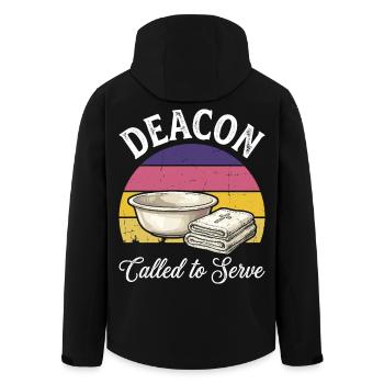 Church Religious Deacon Called To Serve - Men’s Recycled Softshell Jacket by Stanley/Stella - black - Back - AI Model Male 185 light (185cm)