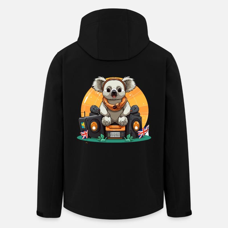 Koala DJ Boombox RetroVibe - Recycelte Männer Softshell-Jacke von Stanley/Stella - Schwarz