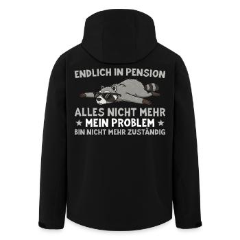 Pension Waschbär Nicht mehr zuständig - Recycelte Männer Softshell-Jacke von Stanley/Stella - Schwarz - Hinten - AI Model Male 185 light (185cm)