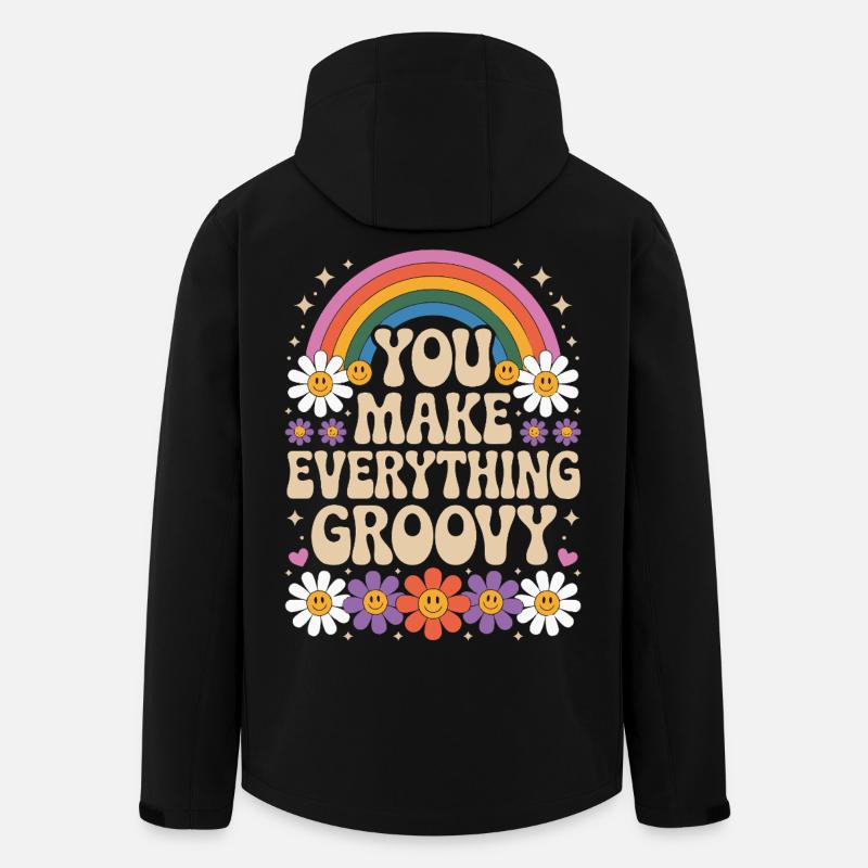 You Make Everything Groovy - Retro Rainbow - Recycelte Männer Softshell-Jacke von Stanley/Stella - Schwarz