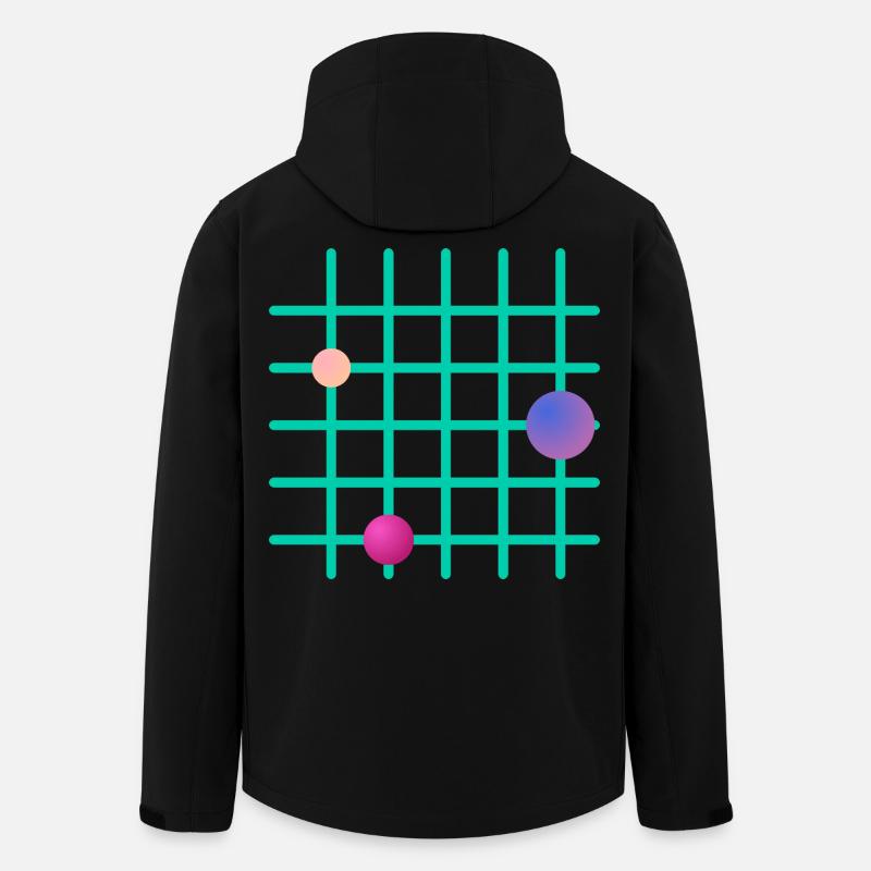 Geometrisches Grid mit Farb-Sphären - Recycelte Männer Softshell-Jacke von Stanley/Stella - Schwarz