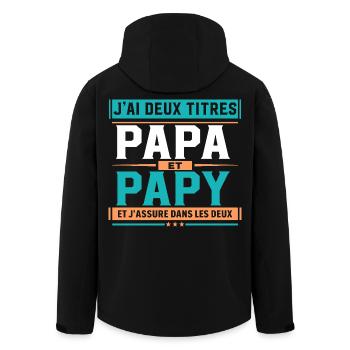 J’ai deux titres Papa et Papy Idée cadeau - Veste softshell homme en polyester recyclé Stanley/Stella - noir - Dos - AI Model Male 185 light (185cm)