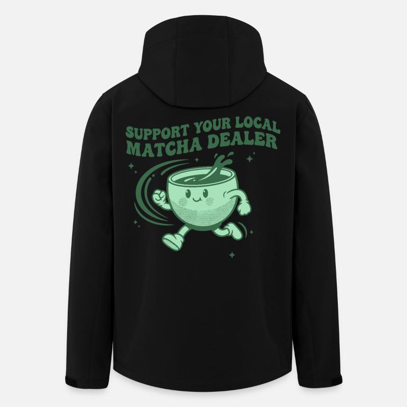 Supporta il tuo rivenditore locale di matcha Funny Matcha Tea - Giacca softshell uomo in poliestere riciclato di Stanley/Stella - nero