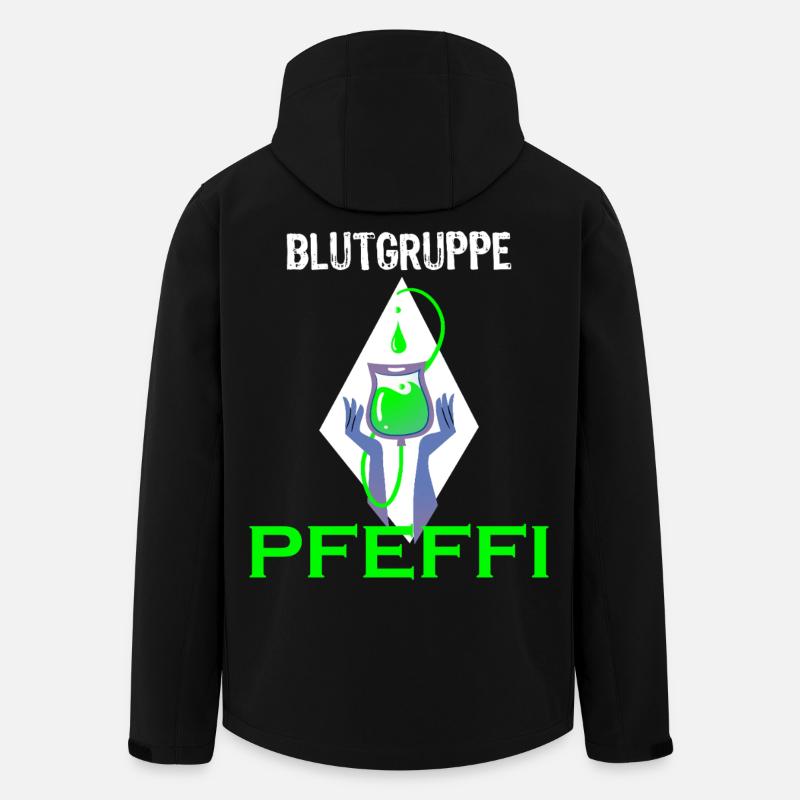 Blutgruppe Pfeffi – Pfefferminz, Suff & Spaß - Recycelte Männer Softshell-Jacke von Stanley/Stella - Schwarz