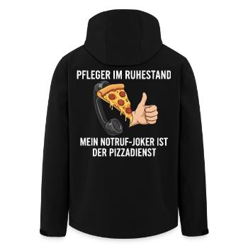 Rentner Notruf Pizzadienst - Recycelte Männer Softshell-Jacke von Stanley/Stella - Schwarz - Hinten - AI Model Male 185 light (185cm)