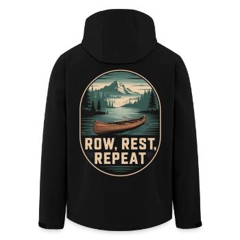 T-shirt des montagnes du lac à pagayer – Repos à la rame répété - Veste softshell homme en polyester recyclé Stanley/Stella - noir - Dos - AI Model Male 185 light (185cm)