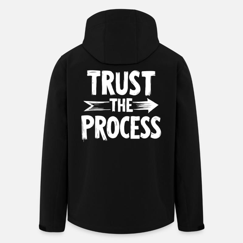 Stol på procesbogstaverne med pilgrafik - Stanley/Stella herre softshelljakke i genanvendt polyester - sort