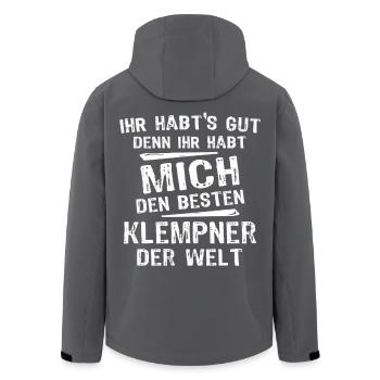 Klempner - Recycelte Männer Softshell-Jacke von Stanley/Stella - Schwarz - Hinten - AI Model Male 185 light (185cm)