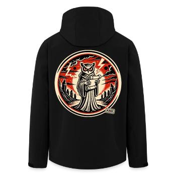 Hibou malin avec lettre - Veste softshell homme en polyester recyclé Stanley/Stella - noir - Dos - AI Model Male 185 light (185cm)