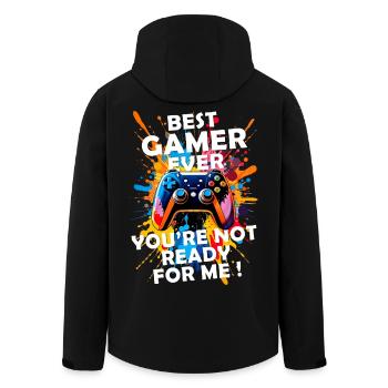 Gamer gaming enthusiast video games console funny - Men’s Recycled Softshell Jacket by Stanley/Stella - black - Back - AI Model Male 185 light (185cm)