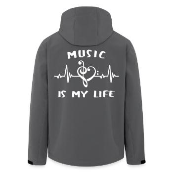 Music is my life - Notenschlüssel - Herz - Recycelte Männer Softshell-Jacke von Stanley/Stella - Schwarz - Hinten - AI Model Male 185 light (185cm)