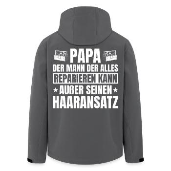 Papa artisan avec une ligne de cheveux chauve : drôle de dicton - Veste softshell homme en polyester recyclé Stanley/Stella - noir - Dos - AI Model Male 185 light (185cm)