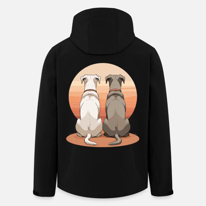 Zwei Hunde am Sonnenuntergang - Recycelte Männer Softshell-Jacke von Stanley/Stella - Schwarz
