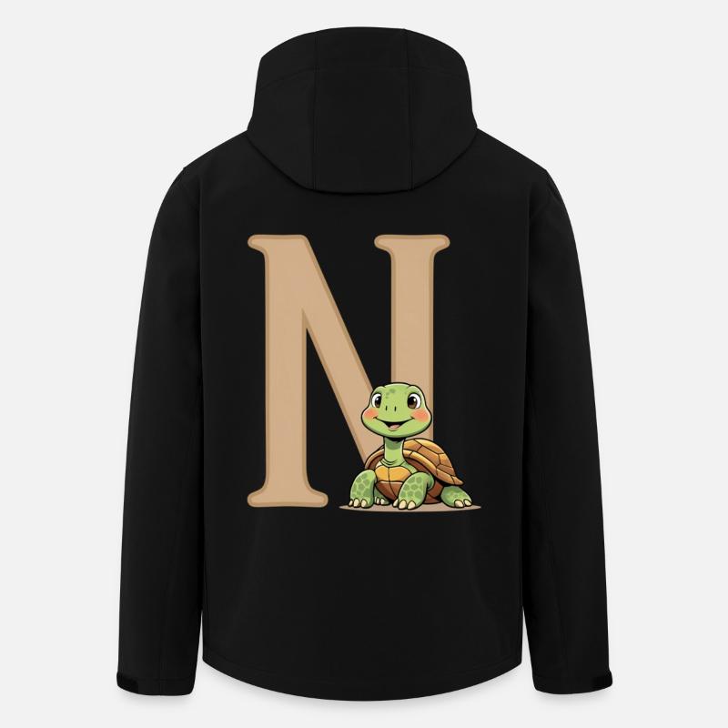 N mit Schildkröte Cartoon - Recycelte Männer Softshell-Jacke von Stanley/Stella - Schwarz