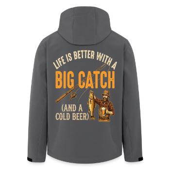 Life Is Better With A Big Catch - Men’s Recycled Softshell Jacket by Stanley/Stella - black - Back - AI Model Male 185 light (185cm)