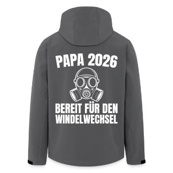 Dad 2026 Gas Mask Ready for Diaper Change - Men’s Recycled Softshell Jacket by Stanley/Stella - black - Back - AI Model Male 185 light (185cm)