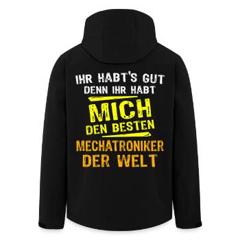 Don du technicien en mécatronique - Veste softshell homme en polyester recyclé Stanley/Stella - noir - Dos - AI Model Male 185 light (185cm)