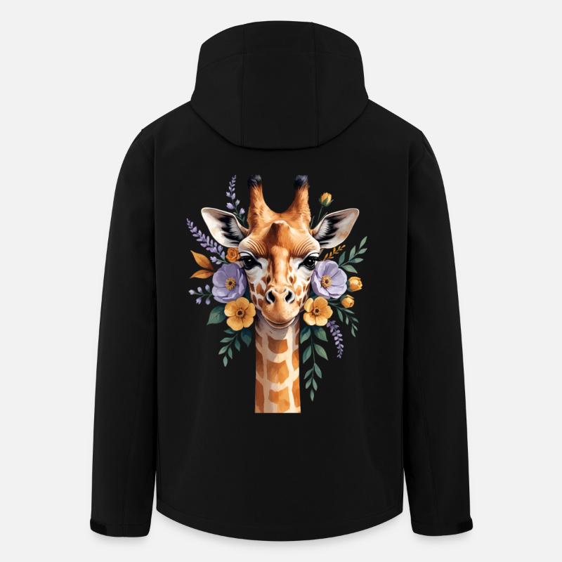 Giraffe mit Blütenkranz - Recycelte Männer Softshell-Jacke von Stanley/Stella - Schwarz
