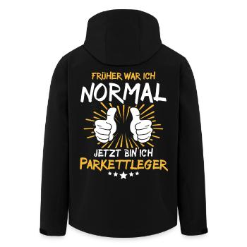 Parquet Layer Saying - Men’s Recycled Softshell Jacket by Stanley/Stella - black - Back - AI Model Male 185 light (185cm)