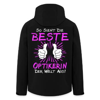Optician Sayings - Men’s Recycled Softshell Jacket by Stanley/Stella - black - Back - AI Model Male 185 light (185cm)