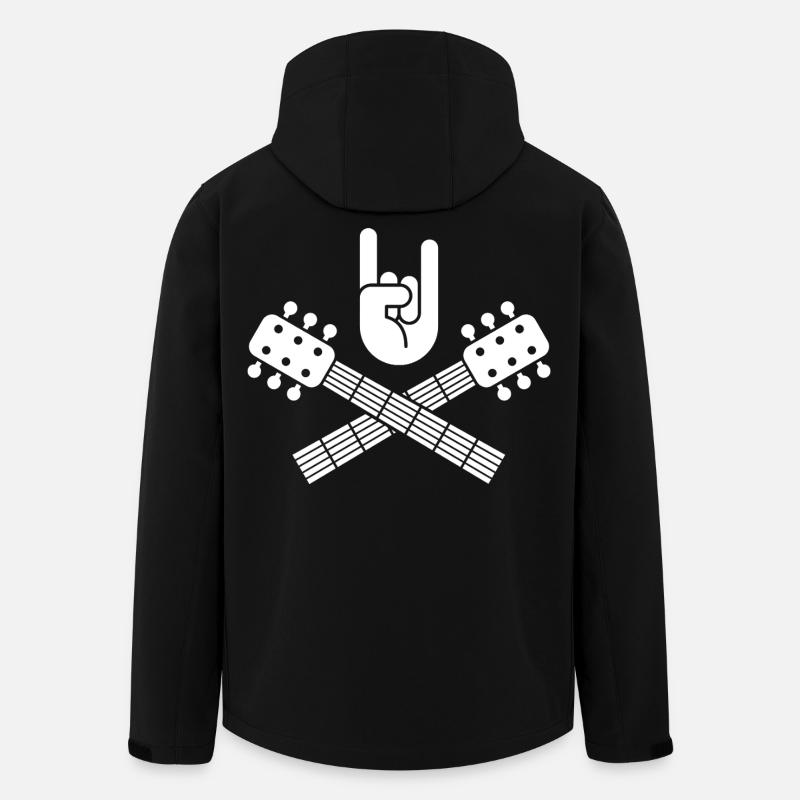 Rock Hand med krydsede guitarer - Stanley/Stella herre softshelljakke i genanvendt polyester - sort