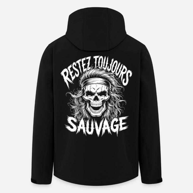 Restez Sauvage Toujours Skull - Veste softshell homme en polyester recyclé Stanley/Stella - noir