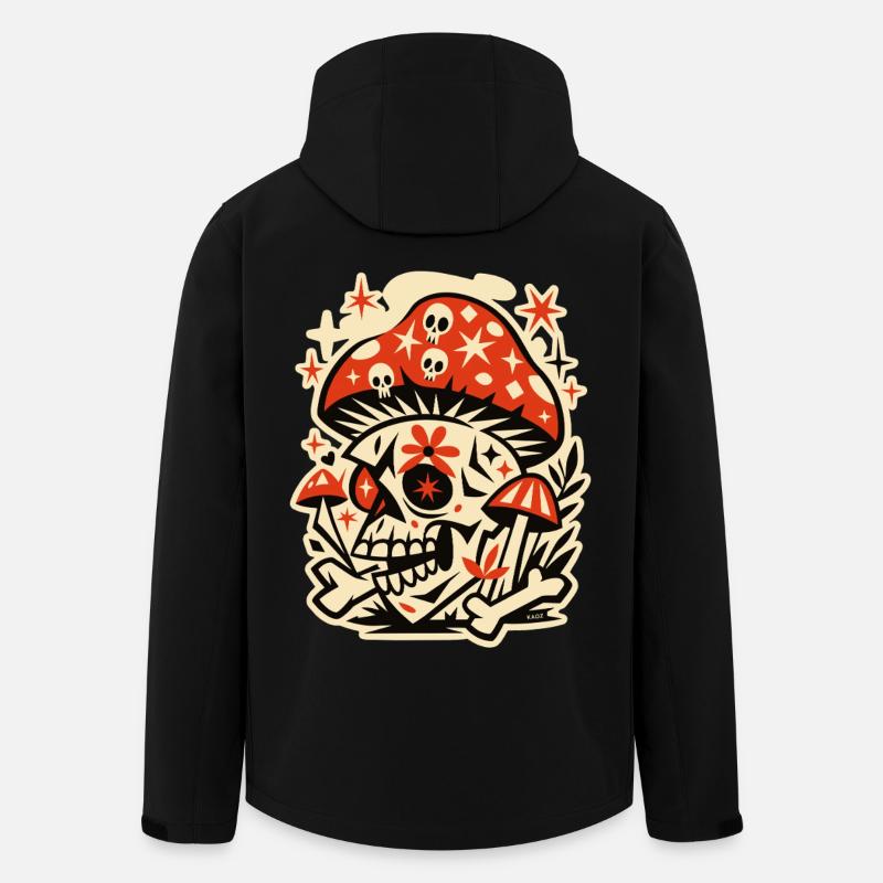 Mushroom Skull Retro Psychedelia - Men’s Recycled Softshell Jacket by Stanley/Stella - black