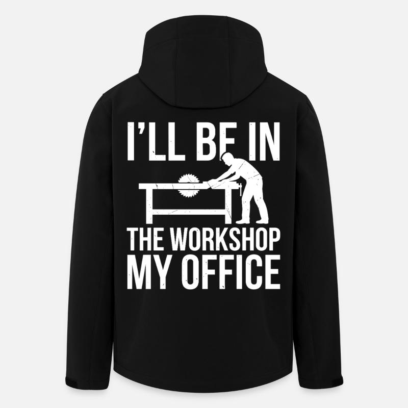 Je serai dans l’atelier, mon bureau - Veste softshell homme en polyester recyclé Stanley/Stella - noir
