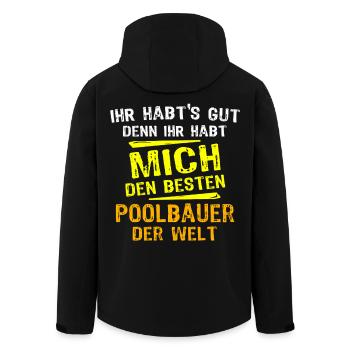 Don du constructeur de piscines - Veste softshell homme en polyester recyclé Stanley/Stella - noir - Dos - AI Model Male 185 light (185cm)