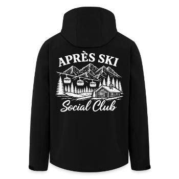 Après Ski Social Club Vintage Retro Alps Ski Hut - Men’s Recycled Softshell Jacket by Stanley/Stella - black - Back - AI Model Male 185 light (185cm)