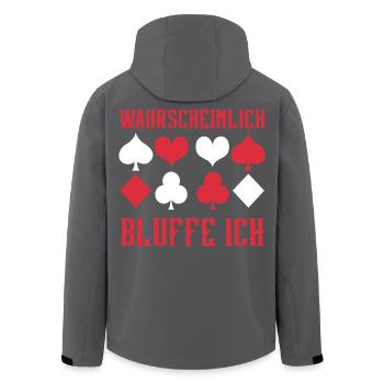 Poker Probably I'm Bluffing - Men’s Recycled Softshell Jacket by Stanley/Stella - black - Back - AI Model Male 185 light (185cm)