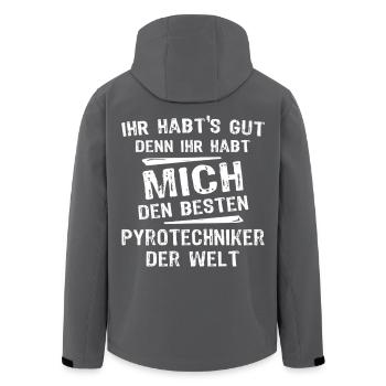 Pyrotechniker - Recycelte Männer Softshell-Jacke von Stanley/Stella - Schwarz - Hinten - AI Model Male 185 light (185cm)