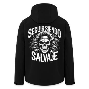 Wilder Totenkopf und Aufschlag-Buchstaben - Recycelte Männer Softshell-Jacke von Stanley/Stella - Schwarz - Hinten - AI Model Male 185 light (185cm)