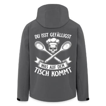 Tu manges ce qui est sur la table - Koch Totenkopf - Veste softshell homme en polyester recyclé Stanley/Stella - noir - Dos - AI Model Male 185 light (185cm)