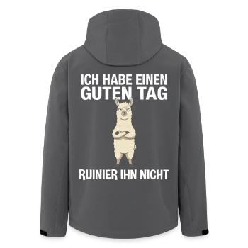 Lustiges Lama: Ruinier mir nicht den Tag Spruch - Recycelte Männer Softshell-Jacke von Stanley/Stella - Schwarz - Hinten - AI Model Male 185 light (185cm)