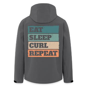 Eat Sleep Curl Repeat Rétro Vintage Sport Look - Veste softshell homme en polyester recyclé Stanley/Stella - noir - Dos - AI Model Male 185 light (185cm)