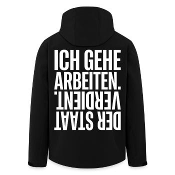 Ich Gehe Arbeiten, Der Staat verdient - Recycelte Männer Softshell-Jacke von Stanley/Stella - Schwarz - Hinten - AI Model Male 185 light (185cm)