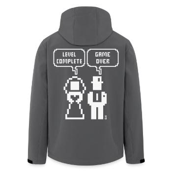 Level Complete – Game Over (JGA / Pixel / Bold W) - Recycelte Männer Softshell-Jacke von Stanley/Stella - Schwarz - Hinten - AI Model Male 185 light (185cm)