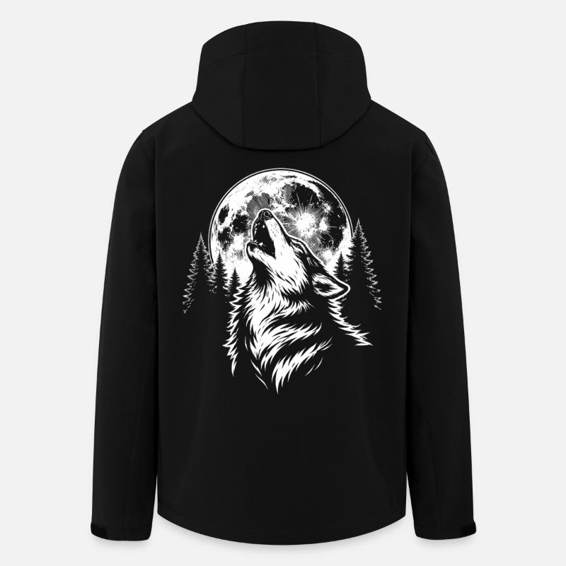 Wolf, Moon, Nature, Wilderness, Animal - Men’s Recycled Softshell Jacket by Stanley/Stella - black