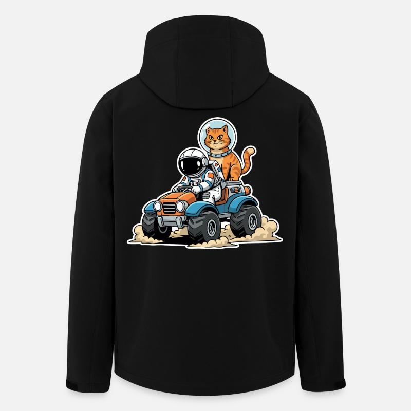 Chat Roux Astronaute Quad Lunaire Espace - Veste softshell homme en polyester recyclé Stanley/Stella - noir