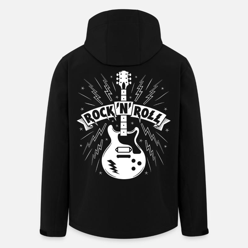 Rock'N'Roll-banner med guitar - Stanley/Stella herre softshelljakke i genanvendt polyester - sort