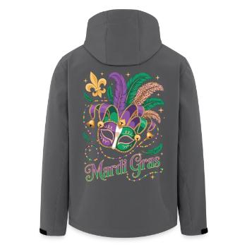Mardi Gras T-Shirt – Jester Mask with Feathers - Men’s Recycled Softshell Jacket by Stanley/Stella - black - Back - AI Model Male 185 light (185cm)