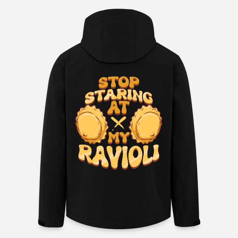Stop med at stirre på min ravioli - Stanley/Stella herre softshelljakke i genanvendt polyester - sort
