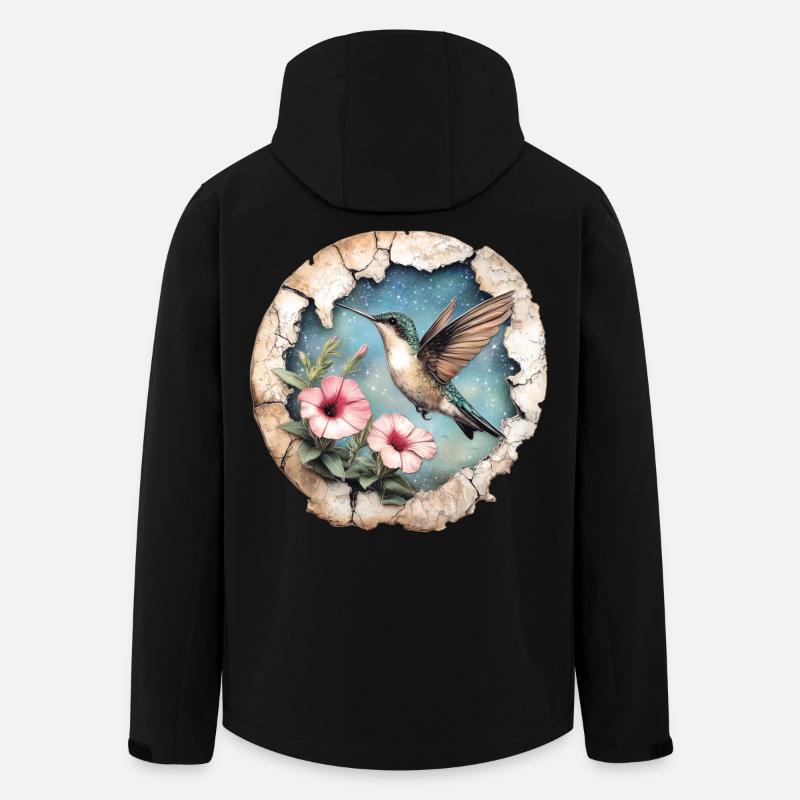 Kolibri mit Blüten - Recycelte Männer Softshell-Jacke von Stanley/Stella - Schwarz