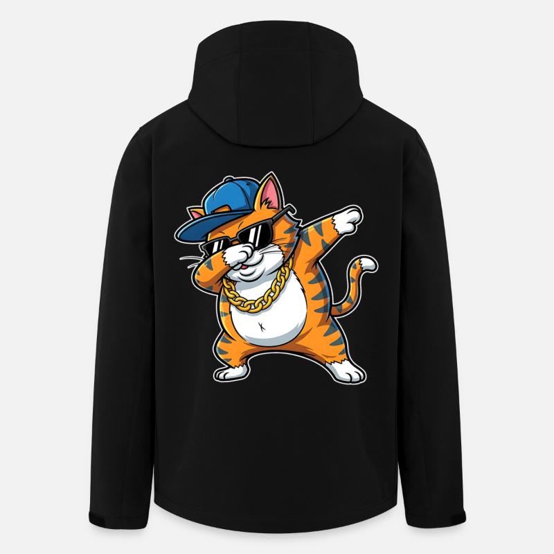 Dessin animé hip-hop cool du chat - Veste softshell homme en polyester recyclé Stanley/Stella - noir