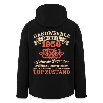 70th Birthday Artisan Vintage 1956 Vintage - Men’s Recycled Softshell Jacket by Stanley/Stella - black - Back - AI Model Male 185 light (185cm)