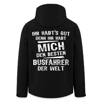 Busfahrer - Recycelte Männer Softshell-Jacke von Stanley/Stella - Schwarz - Hinten - AI Model Male 185 light (185cm)