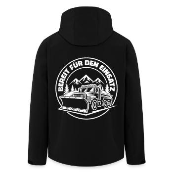 Winterdienst BEREIT FÜR DEN EINSATZ Lustiges - Recycelte Männer Softshell-Jacke von Stanley/Stella - Schwarz - Hinten - AI Model Male 185 light (185cm)